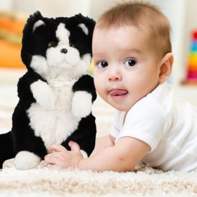 Yideen Chat Noir en Peluche - Simulation de Chat Noir en Peluche Adorable | Jouets en Peluche Exquis, Peluche de Chat Confort