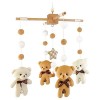 Babe Mobile Bois, Mobile Boules de Feutre, Mobile Musical Lit Bébé, Pendentif Ours en Peluche Bébé en Bois Cloches de Lit Béb