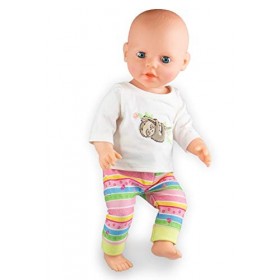 Heless 1965 – Ensemble de vêtements pour poupée en Peluche Paresseux, Pyjama 2 pièces avec t-Shirt et Pantalon en Tissu, Tail