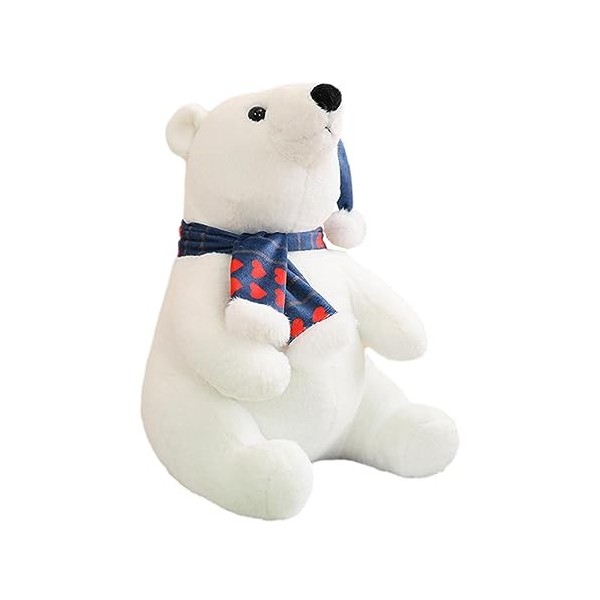 Ibuloule Animal en Peluche Ours Polaire,Animal en Peluche Noël | Ours Polaire Doux et givré, Animal en Peluche noël avec écha