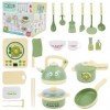 Arkyomi Cuisine Enfant Jouet 20 pièces Accessoire Cuisine Enfant kit,Jeux de Cuisine Jouet avec Plaque à Induction Casserole 