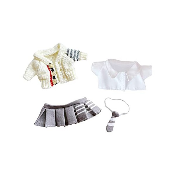 niannyyhouse Vêtements de poupée en peluche 20 cm Blanc chemise cravate JK jupe 20,3 cm Kpop Vêtements de poupée en peluche