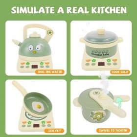 Arkyomi Cuisine Enfant Jouet 20 pièces Accessoire Cuisine Enfant kit,Jeux de Cuisine Jouet avec Plaque à Induction Casserole 