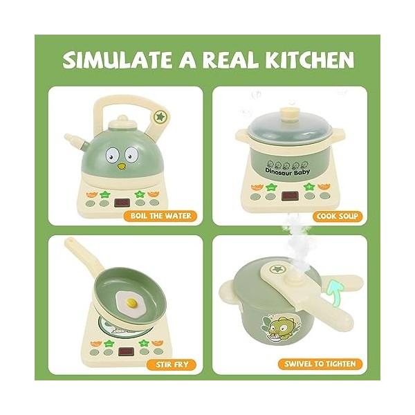 Arkyomi Cuisine Enfant Jouet 20 pièces Accessoire Cuisine Enfant kit,Jeux de Cuisine Jouet avec Plaque à Induction Casserole 