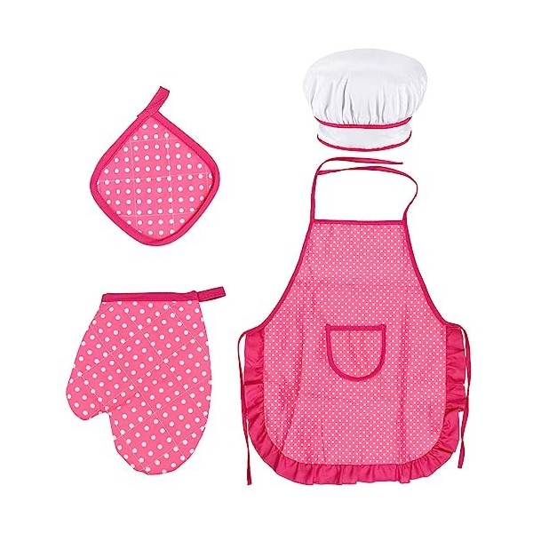 Cozlly Ensemble de Cuisine et Pâtisserie pour Enfants, Tablier et Chapeau Chef Enfants, Tablier Cuisine Enfant, Toque de Chef