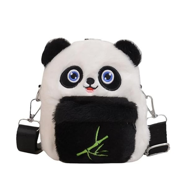 Panda Sac à Bandoulière Sac en peluche pour enfants Dessin Animé Fille Peluche Panda Sac à Bandoulière avec Bretelles Réglabl