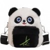 Panda Sac à Bandoulière Sac en peluche pour enfants Dessin Animé Fille Peluche Panda Sac à Bandoulière avec Bretelles Réglabl