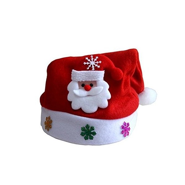 Freessom Lot de 3pcs Bonnet Père Noël Enfant Chapeau de Noël Doux Peluche avec Pompon Christmas Déguisement Motif Bonhomme de