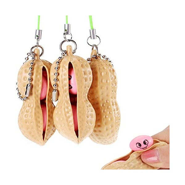 Ancoo 1 jouet à presser en forme de cacahuète, jouet à presser pour soulager le stress, porte-clés pour décoration de sac à d