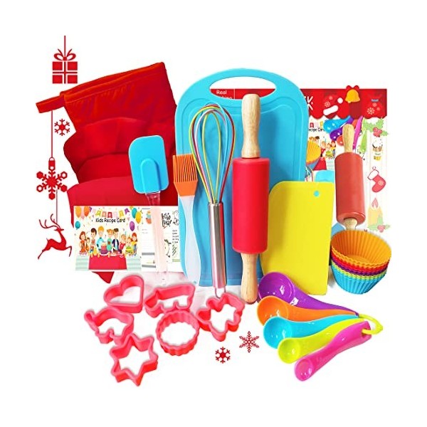 Ensemble de pâtisserie pour enfants avec tablier, chapeau de chef, gant de four, recettes et accessoires de cuisine pour tout