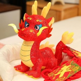 Zerodeko Dragon du Zodiaque en Peluche Dragon Chinois en Peluche Poupée en Peluche Dessin Animé Dragon en Peluche Poupée Drag