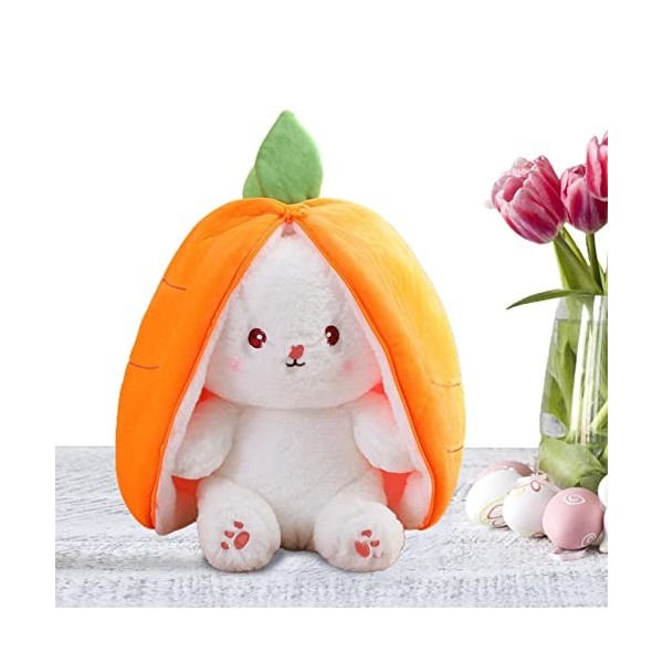 Yusheng Peluche Pâques - Oreiller Lapin Carotte Fraise en Peluche,Sac à Main aux Fraises Carottes Pâques, décompressez Le Jou