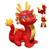 Dragons en Peluche 3D 2024 Dragon de Nouvel an Chinois 11,8 Pouces de Hauteur Zodiaque Dragon en Peluche Jouet Rouge Dragon d