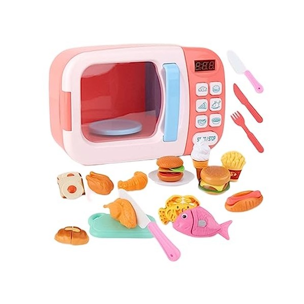 YOPOTIKA Lot de 31 jouets de cuisine pour micro-ondes avec lumières et sons, mini jeu de rôle, four avec poulet rôti pour les