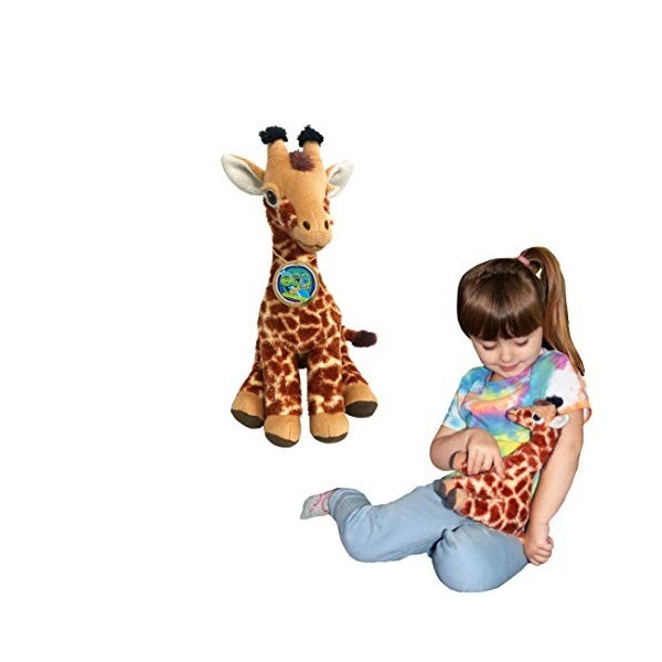 EcoBuddiez - Girafe de Deluxebase. Peluche Douce Moyenne de 24cm Faite de Bouteilles en Plastique Recyclées. Cadeau Calin éco