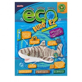 EcoBuddiez - Requin Tigre de Deluxebase. Peluche Douce Moyenne de 41cm Faite de Bouteilles en Plastique Recyclées. Cadeau Cal
