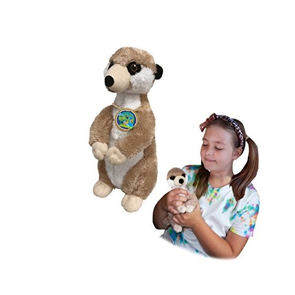 EcoBuddiez - Suricate de Deluxebase. Peluche Douce Moyenne de 22cm Faite de Bouteilles en Plastique Recyclées. Cadeau Calin é