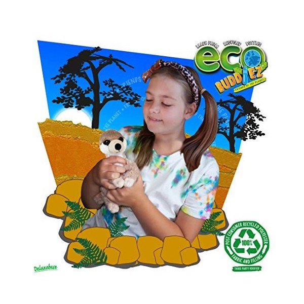 EcoBuddiez - Suricate de Deluxebase. Peluche Douce Moyenne de 22cm Faite de Bouteilles en Plastique Recyclées. Cadeau Calin é