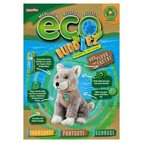 EcoBuddiez - Loup de Deluxebase. Peluche Douce Moyenne de 20cm Faite de Bouteilles en Plastique Recyclées. Cadeau Calin écolo
