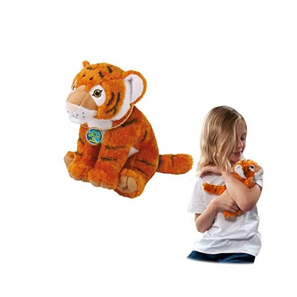 EcoBuddiez - Tigre de Deluxebase. Peluche Douce Moyenne de 20cm Faite de Bouteilles en Plastique Recyclées. Cadeau Calin écol