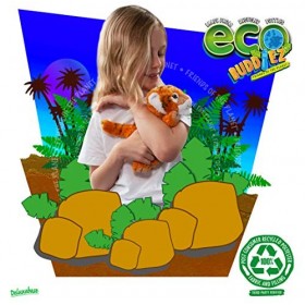 EcoBuddiez - Tigre de Deluxebase. Peluche Douce Moyenne de 20cm Faite de Bouteilles en Plastique Recyclées. Cadeau Calin écol