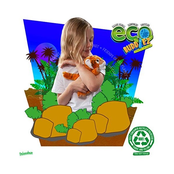 EcoBuddiez - Tigre de Deluxebase. Peluche Douce Moyenne de 20cm Faite de Bouteilles en Plastique Recyclées. Cadeau Calin écol