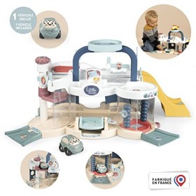 Smoby - Little Smoby - Premier Garage - Station de Lavage, Ascenseur, Héliport - 1 Voiture Incluse - Dès 18 Mois - Fabriqué e