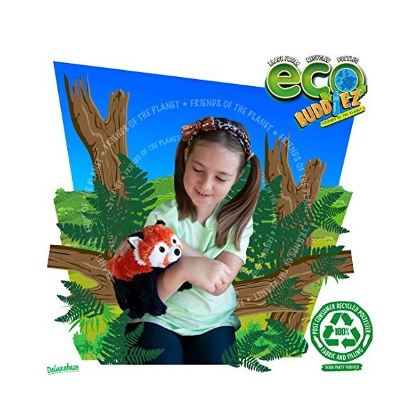 EcoBuddiez - Panda Roux de Deluxebase. Peluche Douce Moyenne de 20cm Faite de Bouteilles en Plastique Recyclées. Cadeau Calin