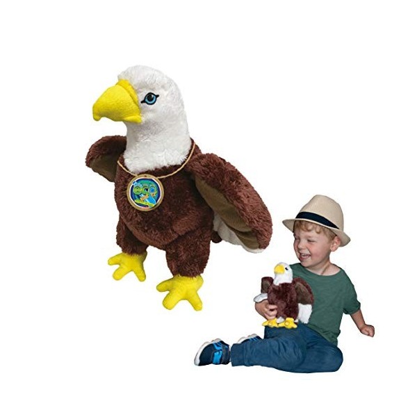 EcoBuddiez - Aigle de Deluxebase. Peluche Douce Moyenne de 20cm Faite de Bouteilles en Plastique Recyclées. Cadeau Calin écol