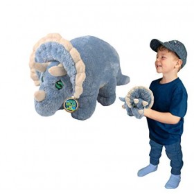 EcoBuddiez - Tricératops de Deluxebase. Peluche Dinosaure Douce Moyenne de 25cm Faite de Bouteilles en Plastique Recyclées. C