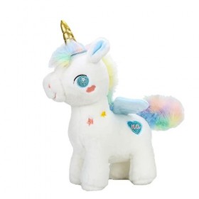 SWECOMZE Peluche licorne en peluche - Grande licorne - Pour bébé ou fille - Cadeau danniversaire bleu, 25 cm 