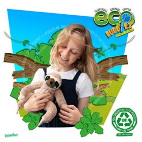 EcoBuddiez - Paresseux de Deluxebase. Peluche Douce Moyenne de 20cm Faite de Bouteilles en Plastique Recyclées. Cadeau Calin 