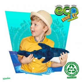 EcoBuddiez - Requin Mako de Deluxebase. Peluche Douce Moyenne de 40cm Faite de Bouteilles en Plastique Recyclées. Cadeau Cali