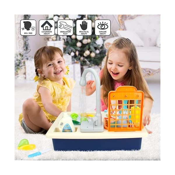 Mini Tudou Jouets dévier pour Enfants,Jouet de Cuisine Lave-Vaisselle électroniqu,Jeu de rôle Ensemble de Jouets de Cuisine,