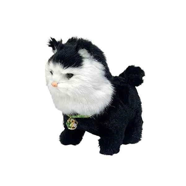 JAWSEU Peluche Chat Interactif, Jouet Électronique en Peluche pour Chat avec Marche, Hochement de Tête, Remuement de Queu Rob