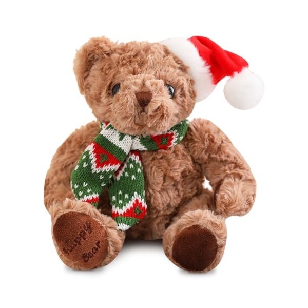 CBOSNF Ours en Peluche,20cm Poupée ours de Noël,Dessin animé Mignon Cadeaux,Plush Bear Oreiller Poupées Coussin Décoratif pou