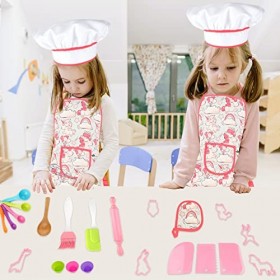 Ensemble de 26 pièces pour enfants comprenant tablier, chapeau de chef, gants, moules à cupcakes en silicone, tasse à gâteau,