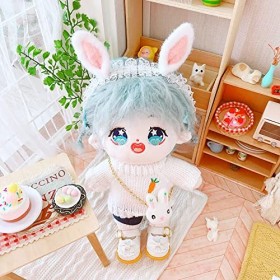 niannyyhouse 20 cm en peluche, vêtements de poupée, lapin, coiffe, pantalon, sac à dos, pull, carotte, figurines, accessoires