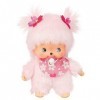 Sekiguchi 242443-Original Bebichhichi Fille Cerisier, en Peluche Rose, avec Bavoir et nattes avec Fleurs, Environ 15 cm, 2424