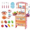 RedCrab Cuisine Enfants mit 21 Accessoires, 56cm Cuisine Enfant Ensemble de Jeu de Cuisine avec Fonction Lumière, Son et Pulv