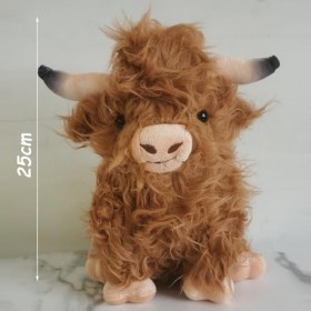 BSNRDX Highland Cow Plush, 25 CM Highland écossaise Vache en Peluche, Highlands Réaliste Jouet de poupée danimal de Ferme de