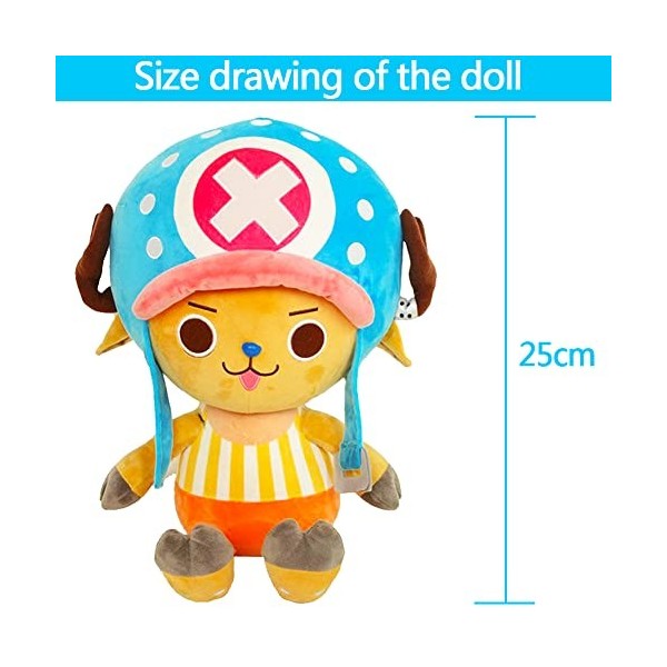 FYDZBSL One Piece Poupée en Peluche Chopper Peluche Jouet Tissu à Poils Ras et Rempli de Coton PP Animé Peluche Jouet Cadeau 