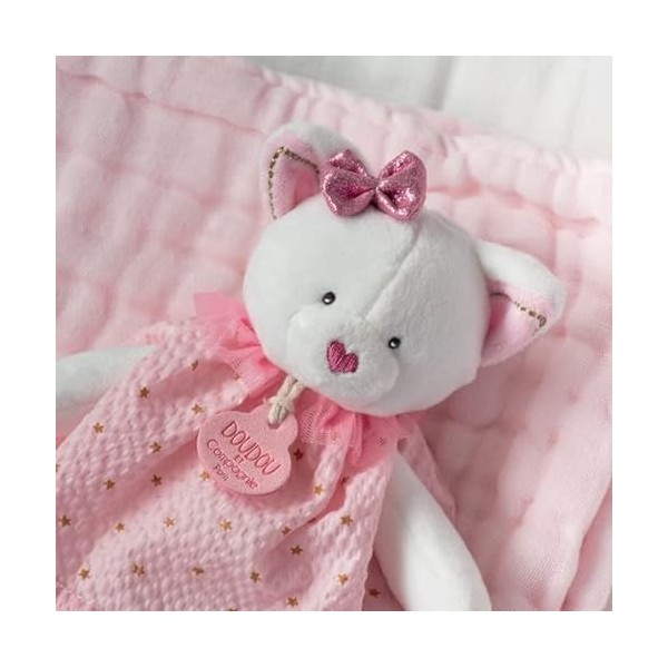 Doudou et Compagnie - Doudou Attrape-Rêves - Chat - Boite Cadeau - Rose - 20 Cm - Doux - Idée de Cadeau Naissance Fille - Gar