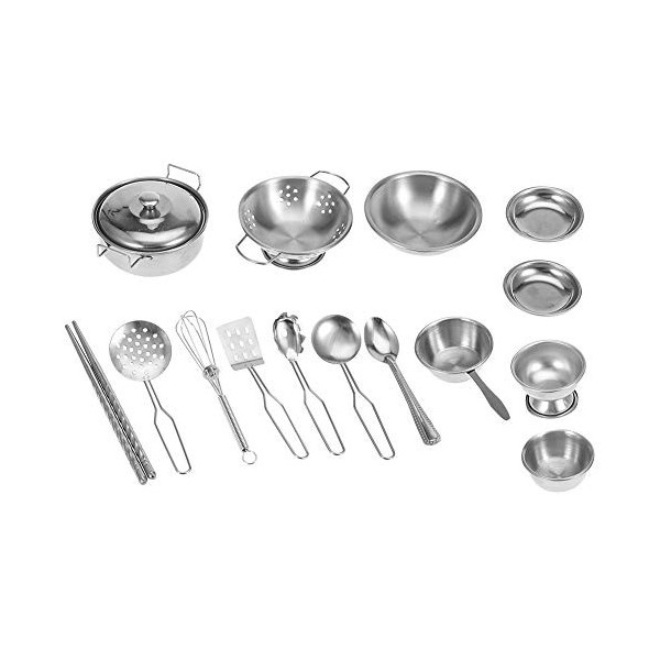 AMAYGA Accessoire Cuisine Enfant 27pcs avec Pots et Casseroles en Acier  Inoxydable, Ustensile Cuisine Enfant, Enfants Cuisine avec Tablier Cuisine