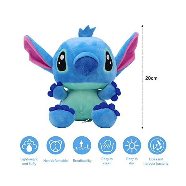 JunMallko Peluche Stitch, 20cm Lilo et Stitch Peluche, Poupée Peluche Stitch Douce Doudou, Doll Stitch Peluche de Jouet pour 