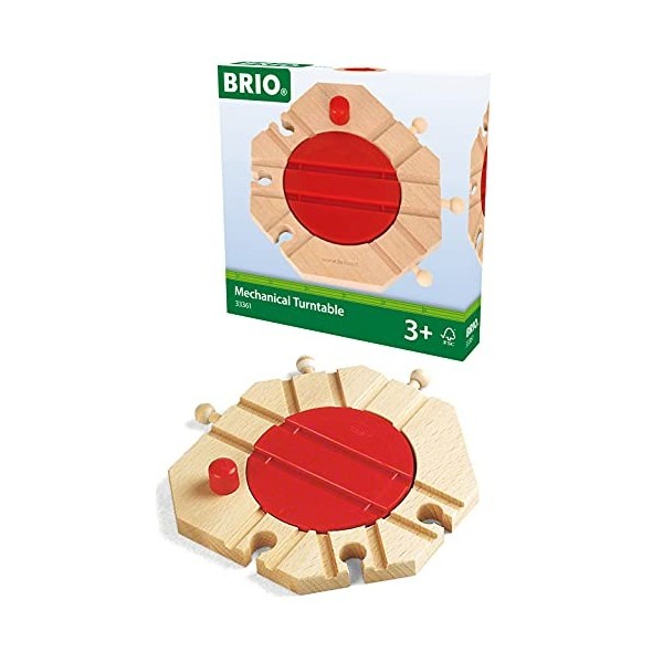 BRIO World - 33361 - Plaque Tournante Mécanique - Accessoire pour circuit de train en bois - Action de jeu sans pile - Jouet 