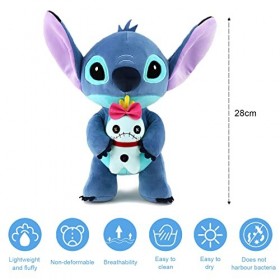 JunMallko Peluche Stitch, 28cm Lilo et Stitch Peluche, Poupée Peluche Stitch Douce Doudou, Doll Stitch Peluche de Jouet pour 
