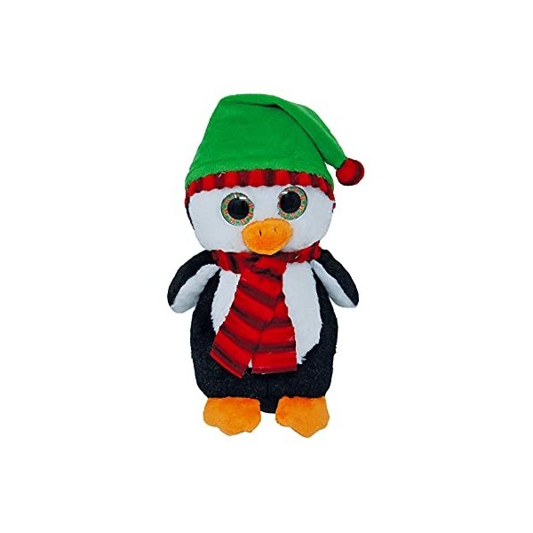 Doudou de Noël en peluche au choix - Élan, ours ou pingouin - 23 cm - Avec écharpe - Poupée délan de Noël - Renne - Cadeau -