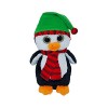 Doudou de Noël en peluche au choix - Élan, ours ou pingouin - 23 cm - Avec écharpe - Poupée délan de Noël - Renne - Cadeau -