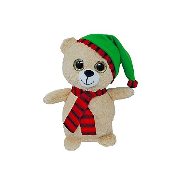 Doudou de Noël en peluche au choix - Élan, ours ou pingouin - 23 cm - Avec écharpe - Poupée délan de Noël - Renne - Cadeau -